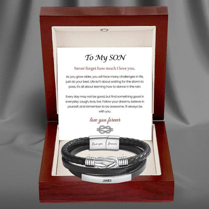 To My Son - Infinite Love Personalized Bar Bracelet