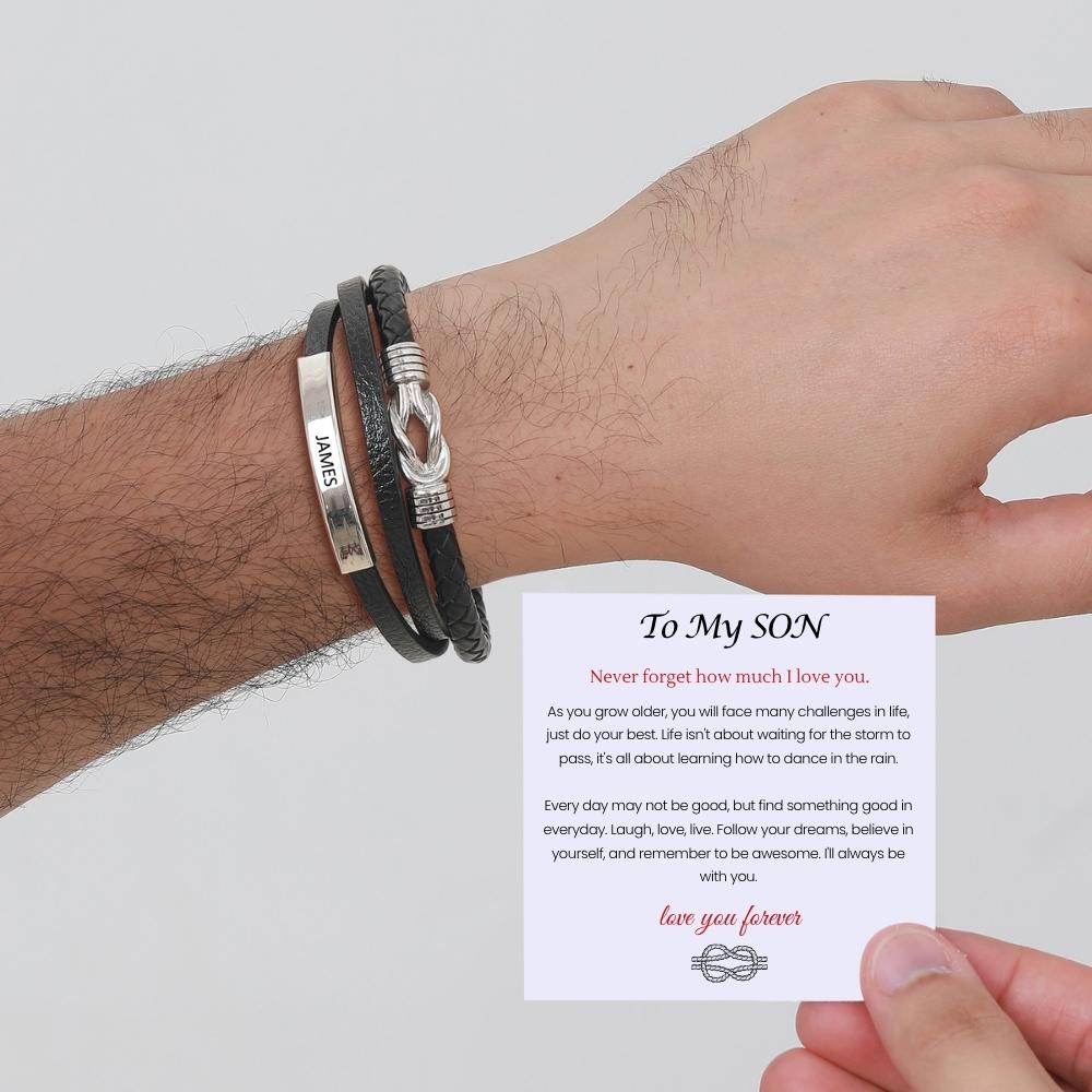 To My Son - Infinite Love Personalized Bar Bracelet