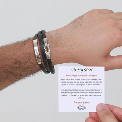 To My Son - Infinite Love Personalized Bar Bracelet