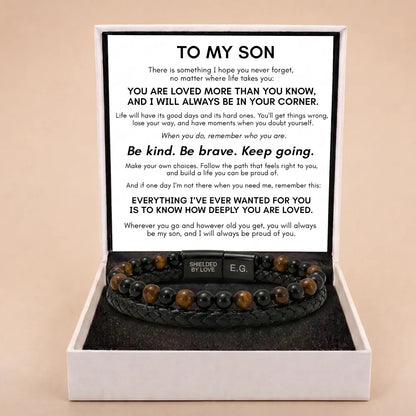 Shielded By Love Protection Bracelet For Son - You're Loved More Than You Know