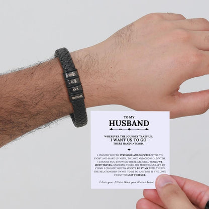 To My Husband - Inner Circle Classic Bracelet with Engraved Name Beads