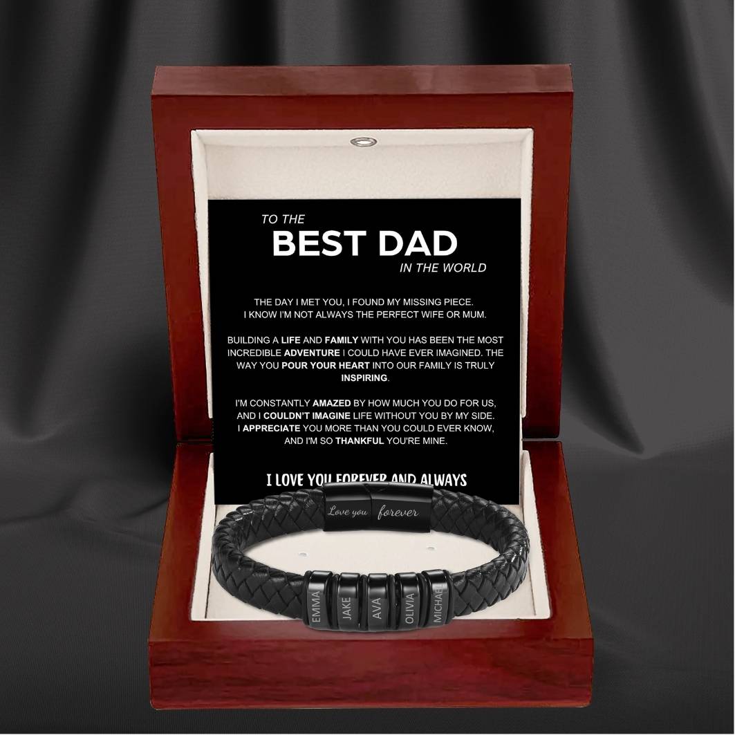 Inner Circle Classic Bracelet with Engraved Name Beads - Best Dad In The World