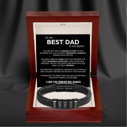 Inner Circle Classic Bracelet with Engraved Name Beads - Best Dad In The World