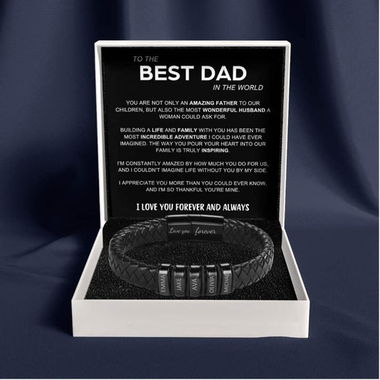 Inner Circle Classic Bracelet with Engraved Name Beads - Best Dad In The World