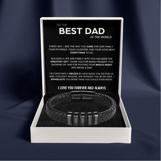 Inner Circle Classic Bracelet with Engraved Name Beads - Best Dad In The World
