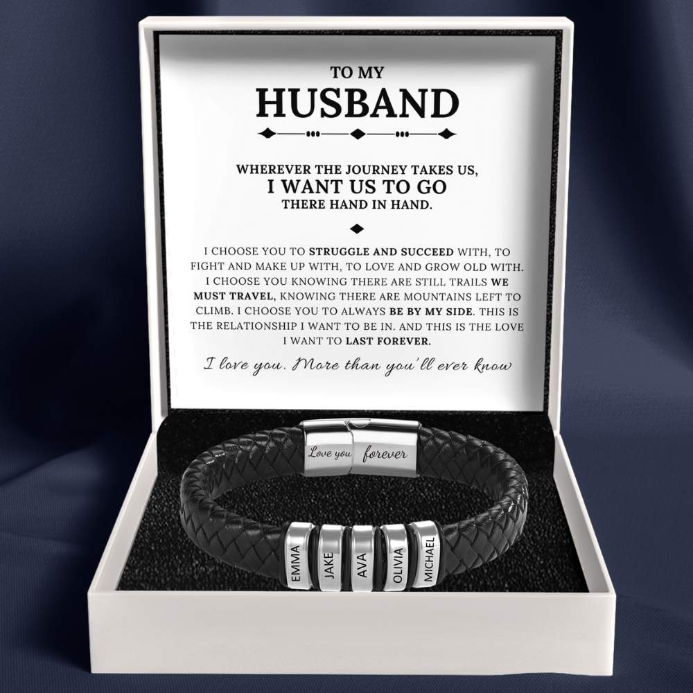 To My Husband - Inner Circle Classic Bracelet with Engraved Name Beads