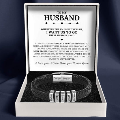 To My Husband - Inner Circle Classic Bracelet with Engraved Name Beads
