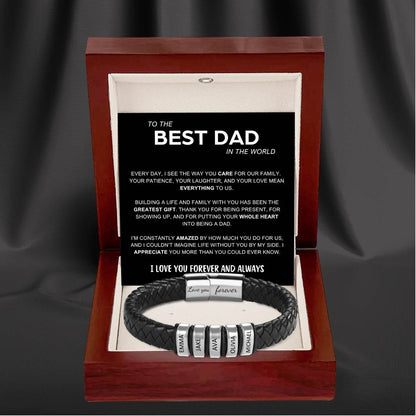 Inner Circle Classic Bracelet with Engraved Name Beads - Best Dad In The World