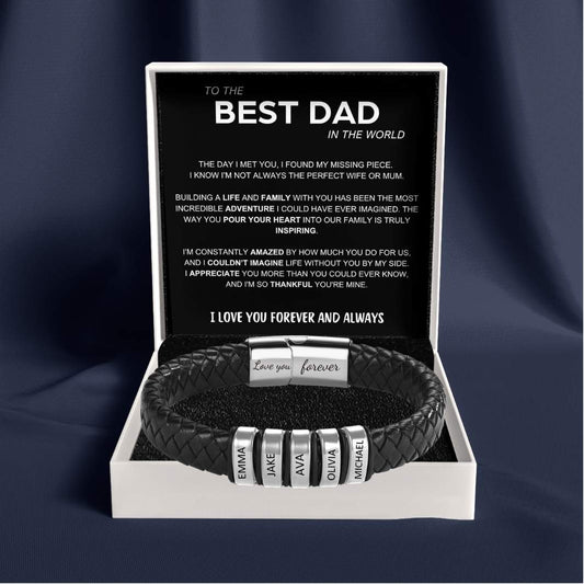 Inner Circle Classic Bracelet with Engraved Name Beads - Best Dad In The World