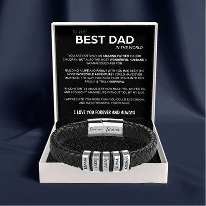 Inner Circle Classic Bracelet with Engraved Name Beads - Best Dad In The World