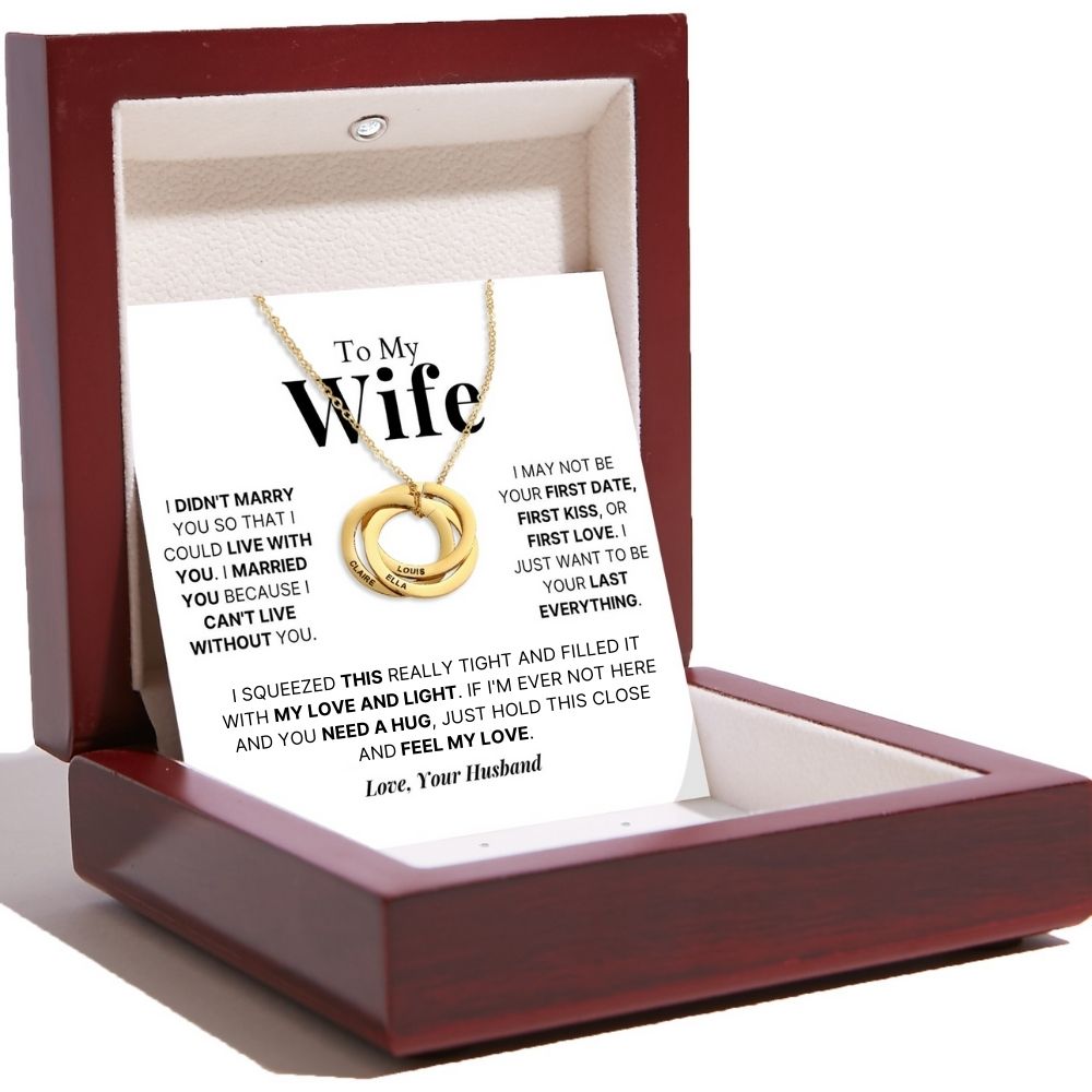 To My Wife - Interlocking Rings Necklace with Personalised Names