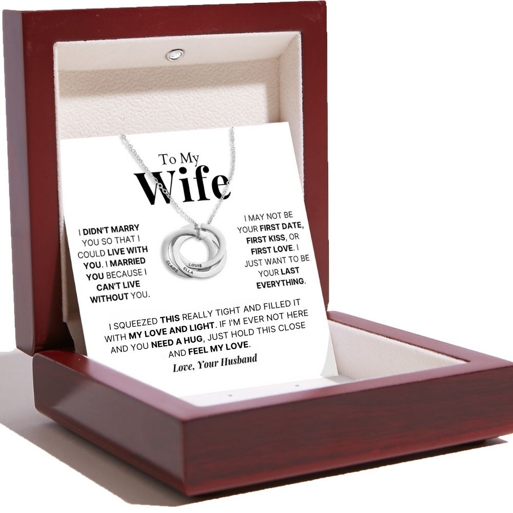 To My Wife - Interlocking Rings Necklace with Personalised Names
