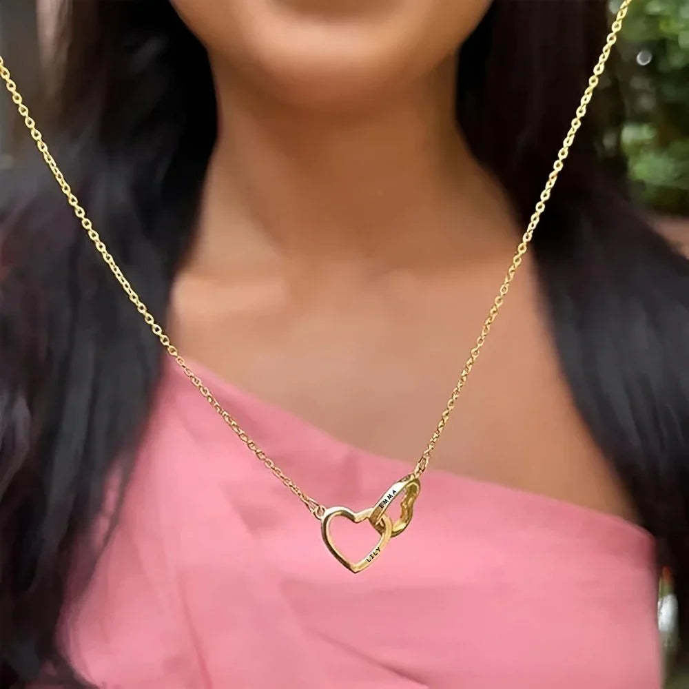 To My Granddaughter – Interlocking Hearts Name Necklace