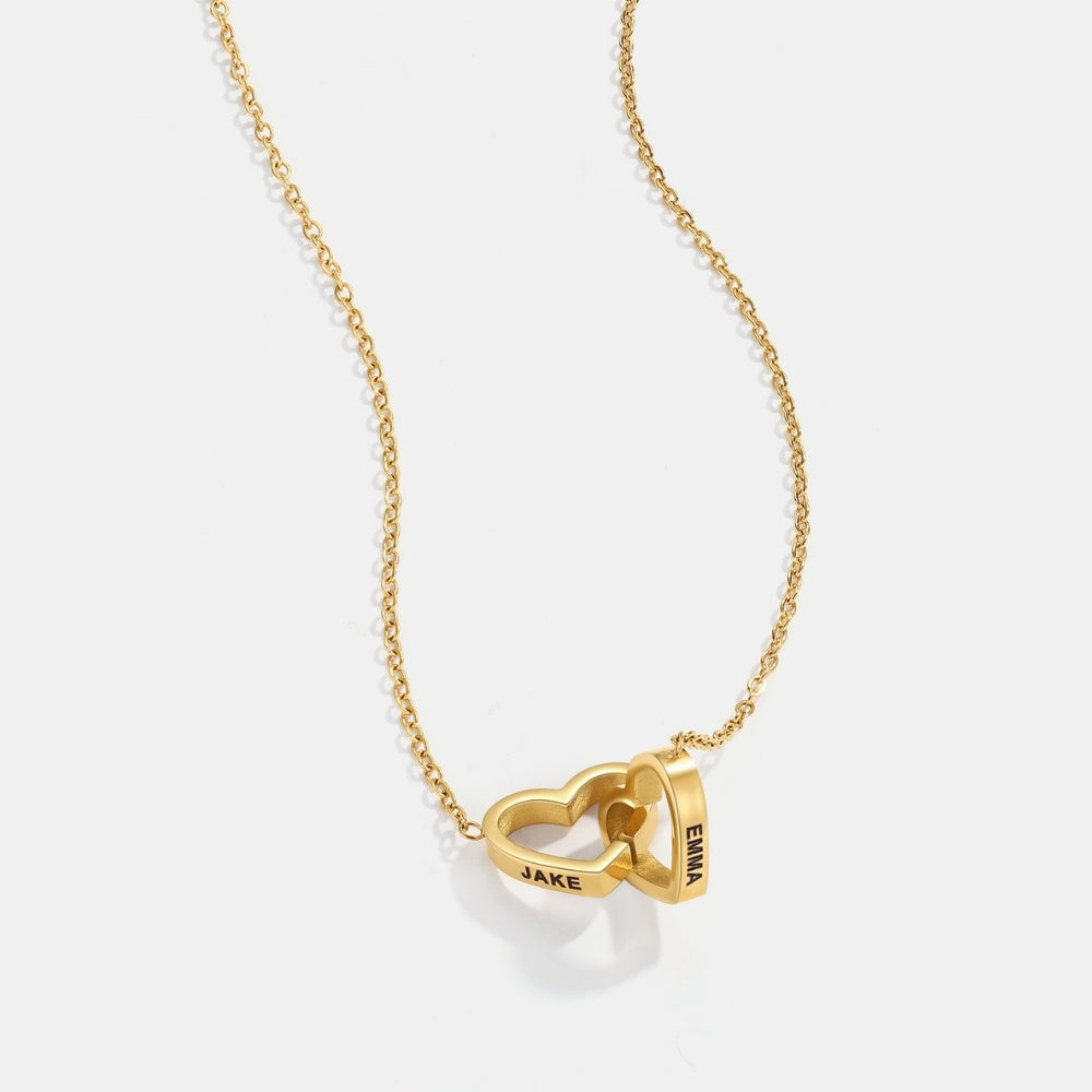 Interlocking Hearts Name Necklace For Wife