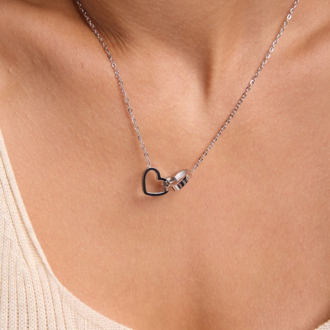 Interlocking Hearts Name Necklace For Wife