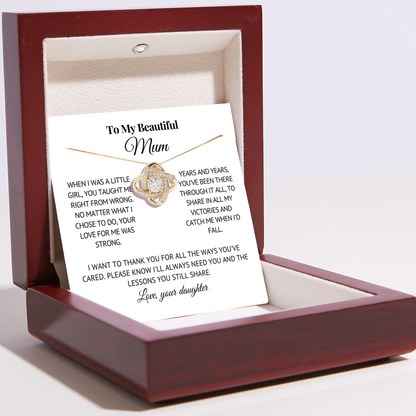 To Mum - Love Knot Necklace For Mum - Love, Your Daughter