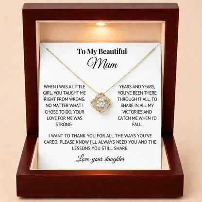 To Mum - Love Knot Necklace For Mum - Love, Your Daughter