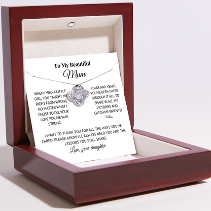 To Mum - Love Knot Necklace For Mum - Love, Your Daughter