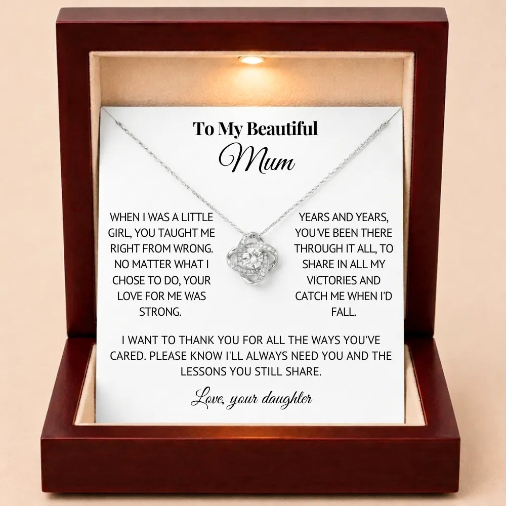 To Mum - Love Knot Necklace For Mum - Love, Your Daughter