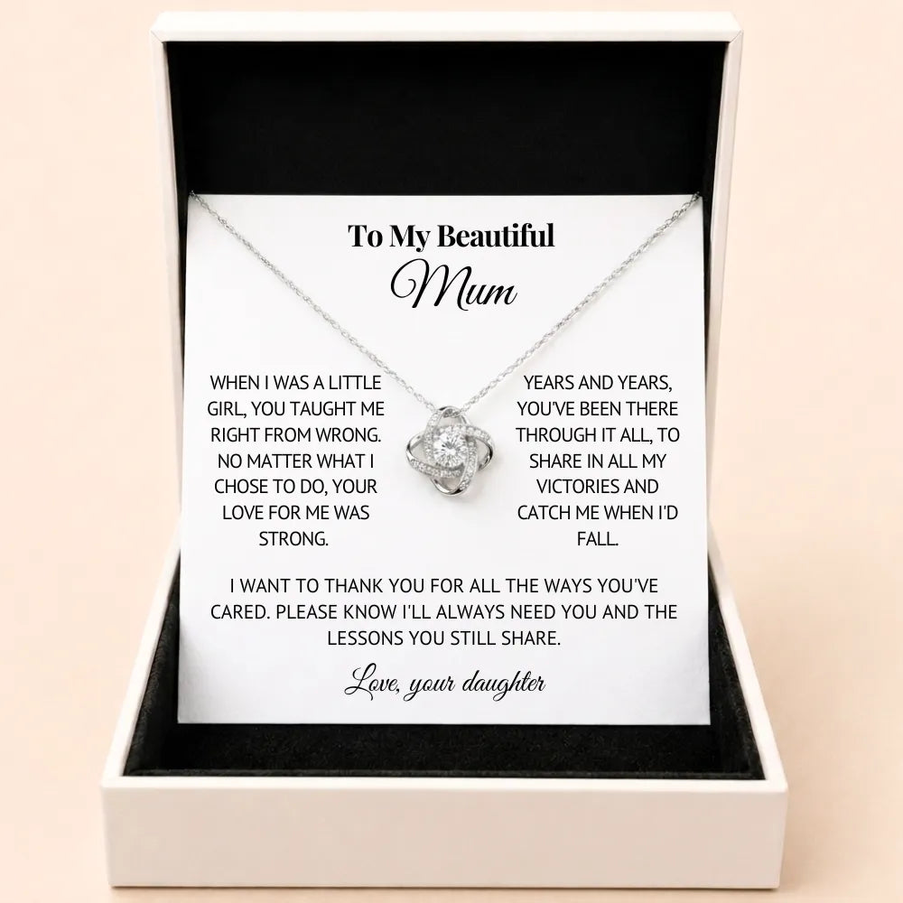 To Mum - Love Knot Necklace For Mum - Love, Your Daughter