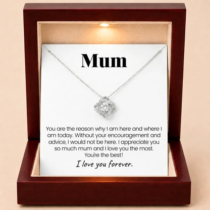 To Mum - Love Knot Necklace For Mum - Best Mum Ever
