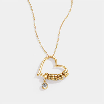 Charming Heart Necklace with Engraved Name Beads