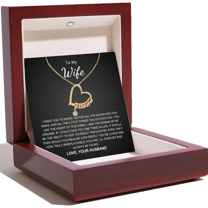Charming Heart Necklace with Engraved Name Beads