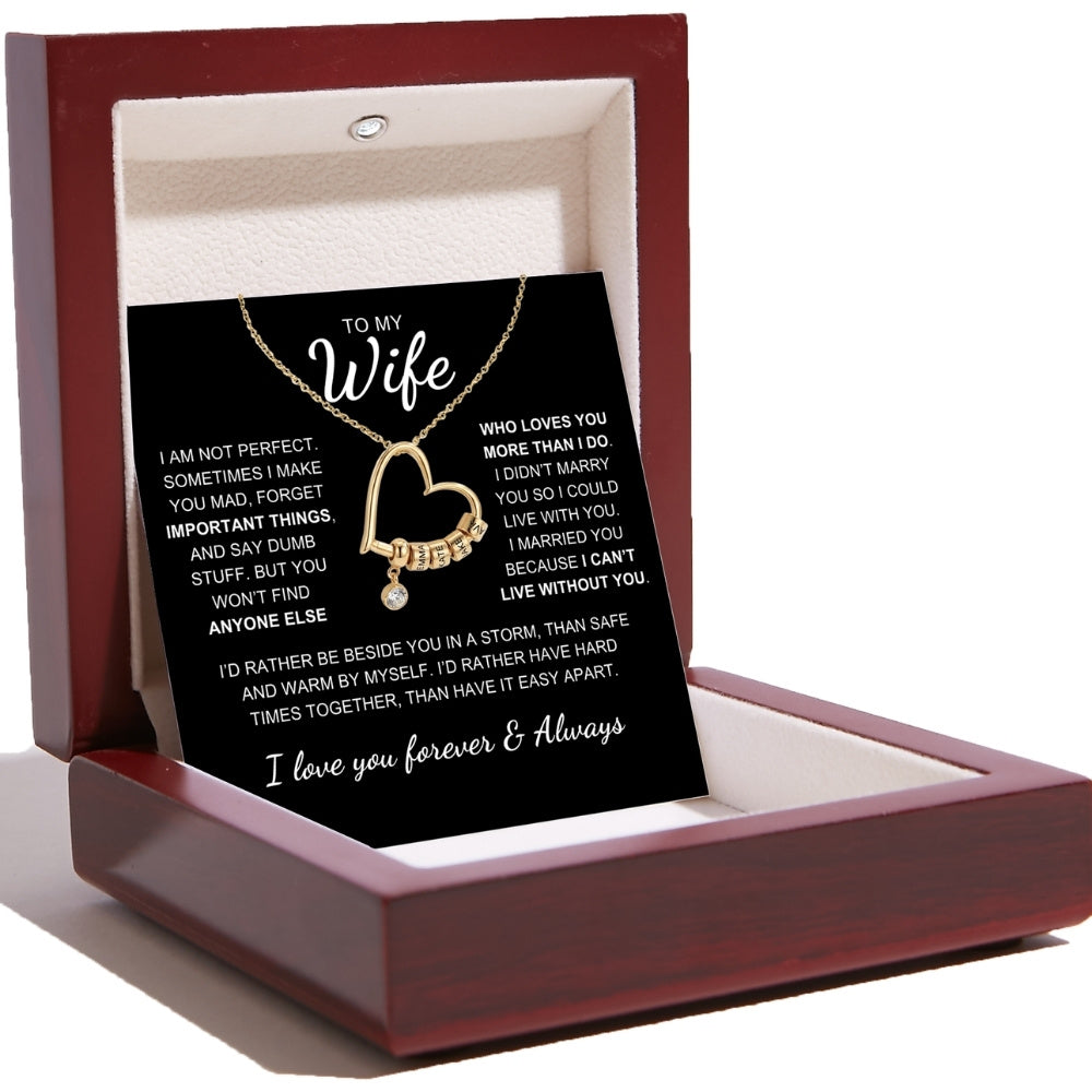 Charming Heart Necklace with Engraved Name Beads
