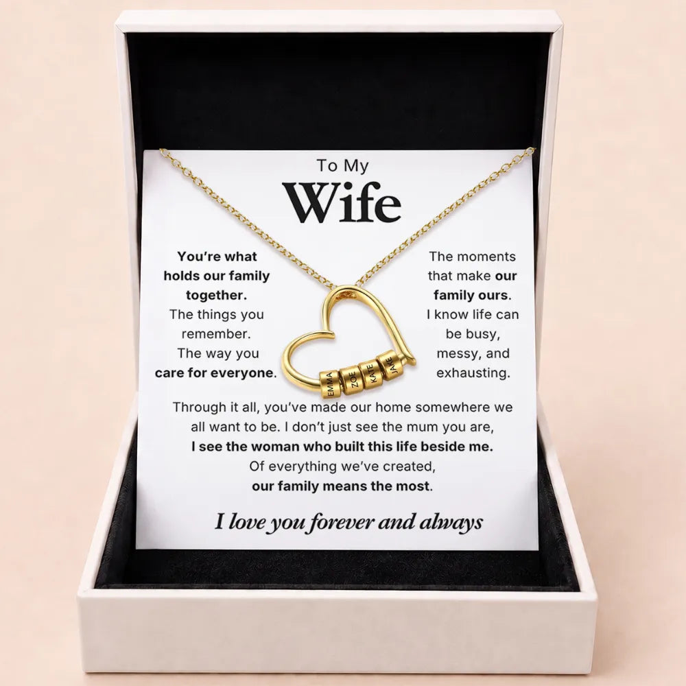 Charming Heart Engraved-Bead Necklace for Wife - You Hold Us Together