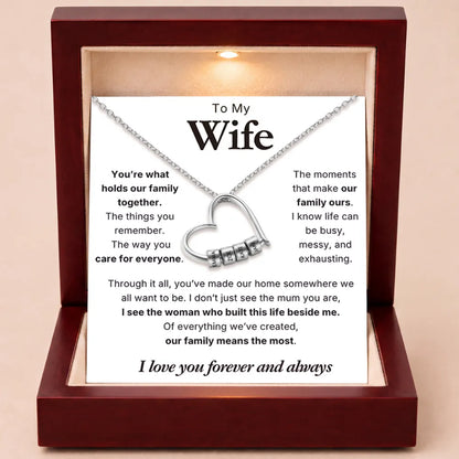 Charming Heart Engraved-Bead Necklace for Wife - You Hold Us Together
