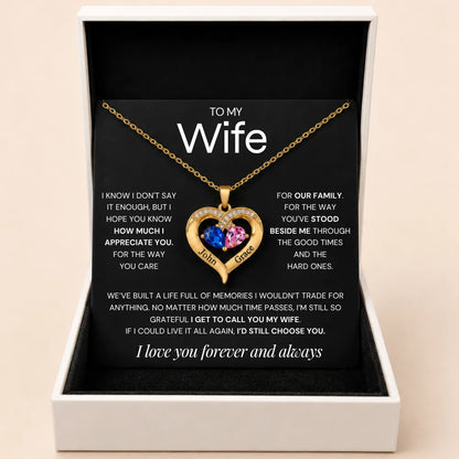 Together Forever Birthstone Heart Necklace For Wife - Grateful To Call You My Wife