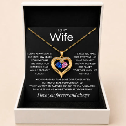 Together Forever Birthstone Heart Necklace For Wife - Never Take You For Granted