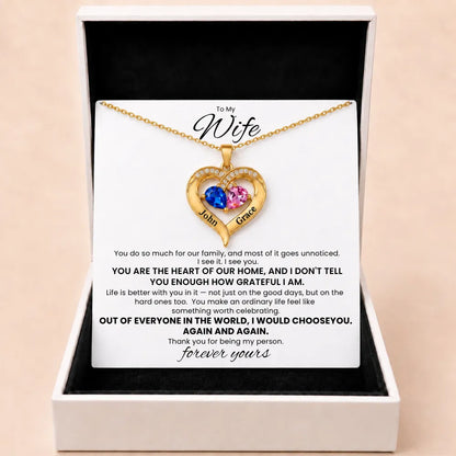 Together Forever Birthstone Heart Necklace For Wife - You Are The Heart Of Our Home