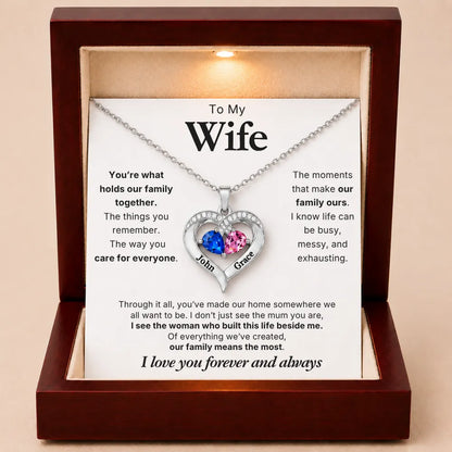 Together Forever Birthstone Heart Necklace For Wife - You Hold Us Together