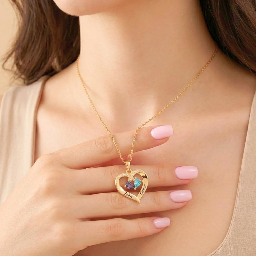 To The Best Mum - Together Forever Birthstone Heart Necklace