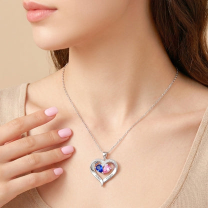 To The Best Mum - Together Forever Birthstone Heart Necklace