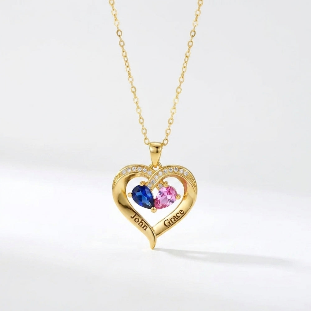 To The Best Mum - Together Forever Birthstone Heart Necklace