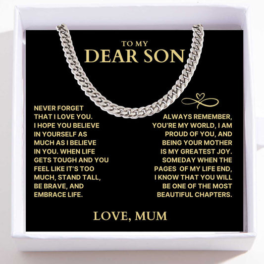 To My Dear Son Necklace - Cuban Link Chain - I Am Proud Of You