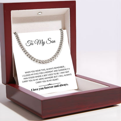 To My Son Necklace - Cuban Link Chain - Always In My Heart