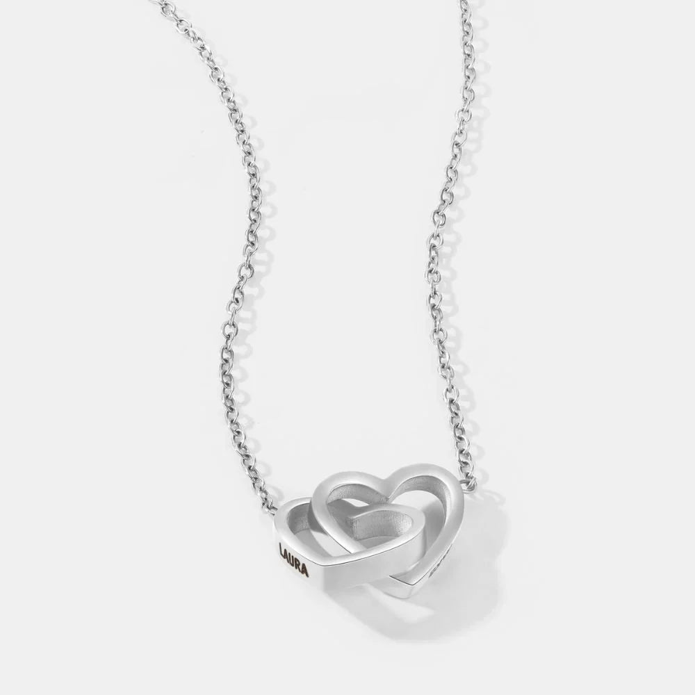 Interlocking Hearts Name Necklace For Wife
