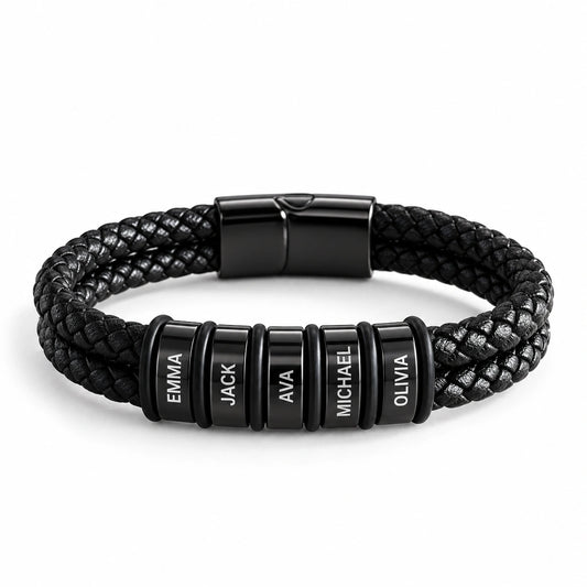 'Family Comes First' Mens Bracelet with Family Names