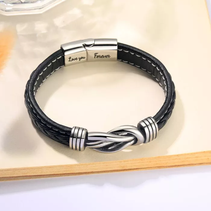 To My Man 'Forever Linked Together' Braided Leather Bracelet