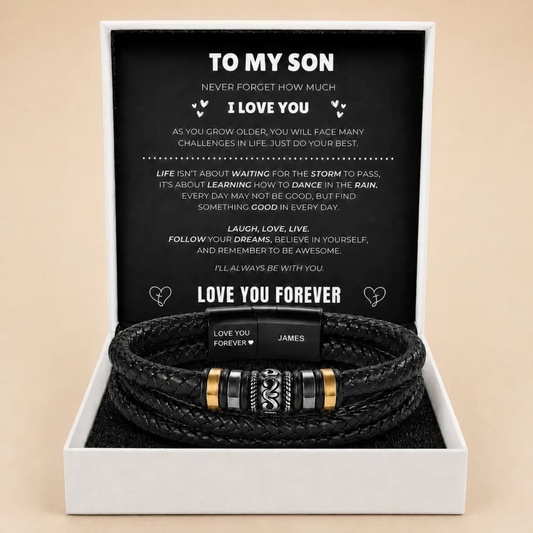 To My Son – ‘Love You Forever’ Personalised Name Bracelet